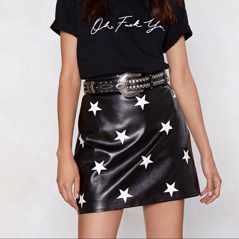 NASTY GAL LEATHER STAR SKIRT